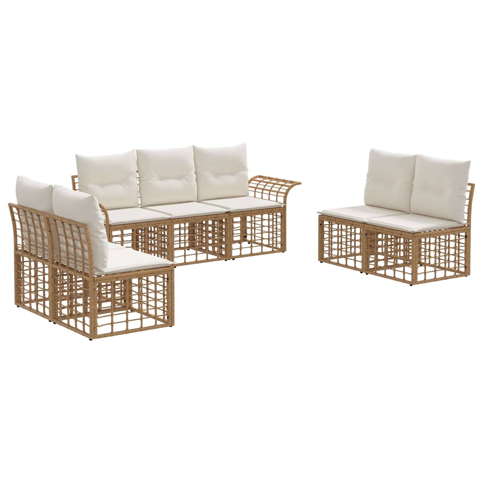 Vidaxl - Ensemble de canapés d'extérieur 7 pc Blanc Naturel et Crème vidaXL 3437668 - Image 2