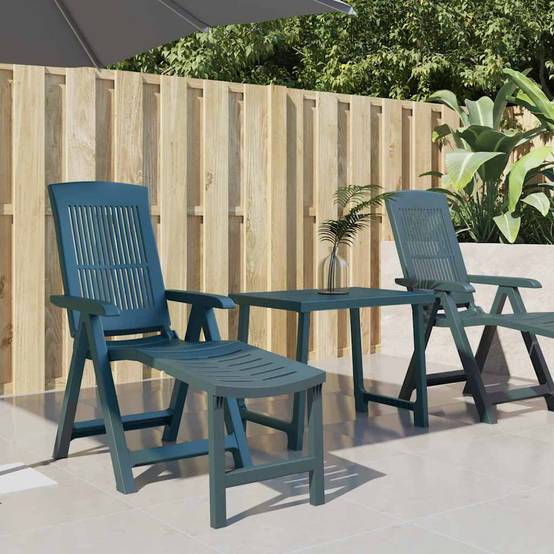 Chaise longue de jardin en plastique résistant dossier réglable 5 positions pliable vert - ComfortXL Outdoor Living - Image 1