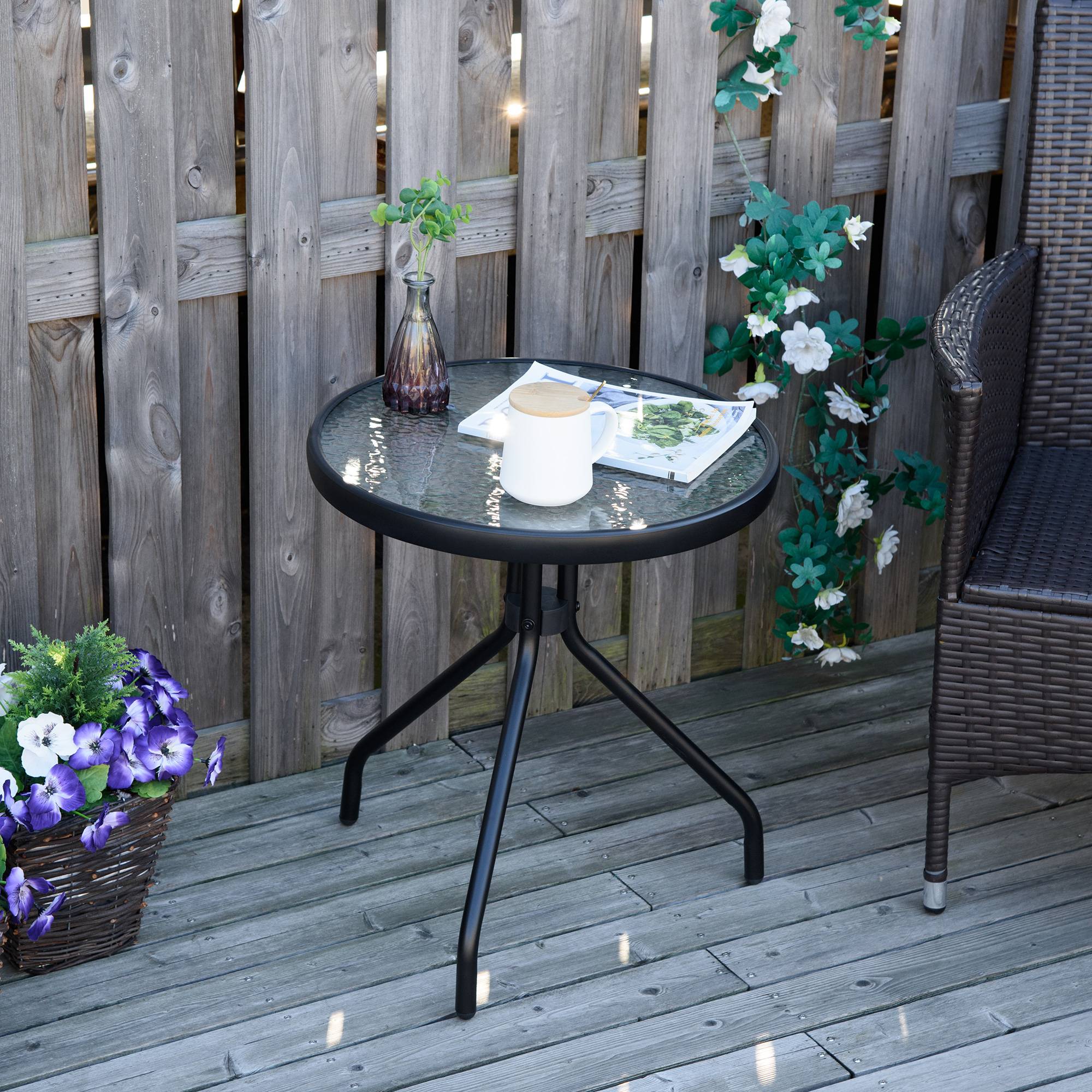 ComfortXL - Table Basse Ronde Bistro Métal Jardin Terrasse Appoint Design Chic Ø50cm Noir - ComfortXL Outdoor Living - Image 7