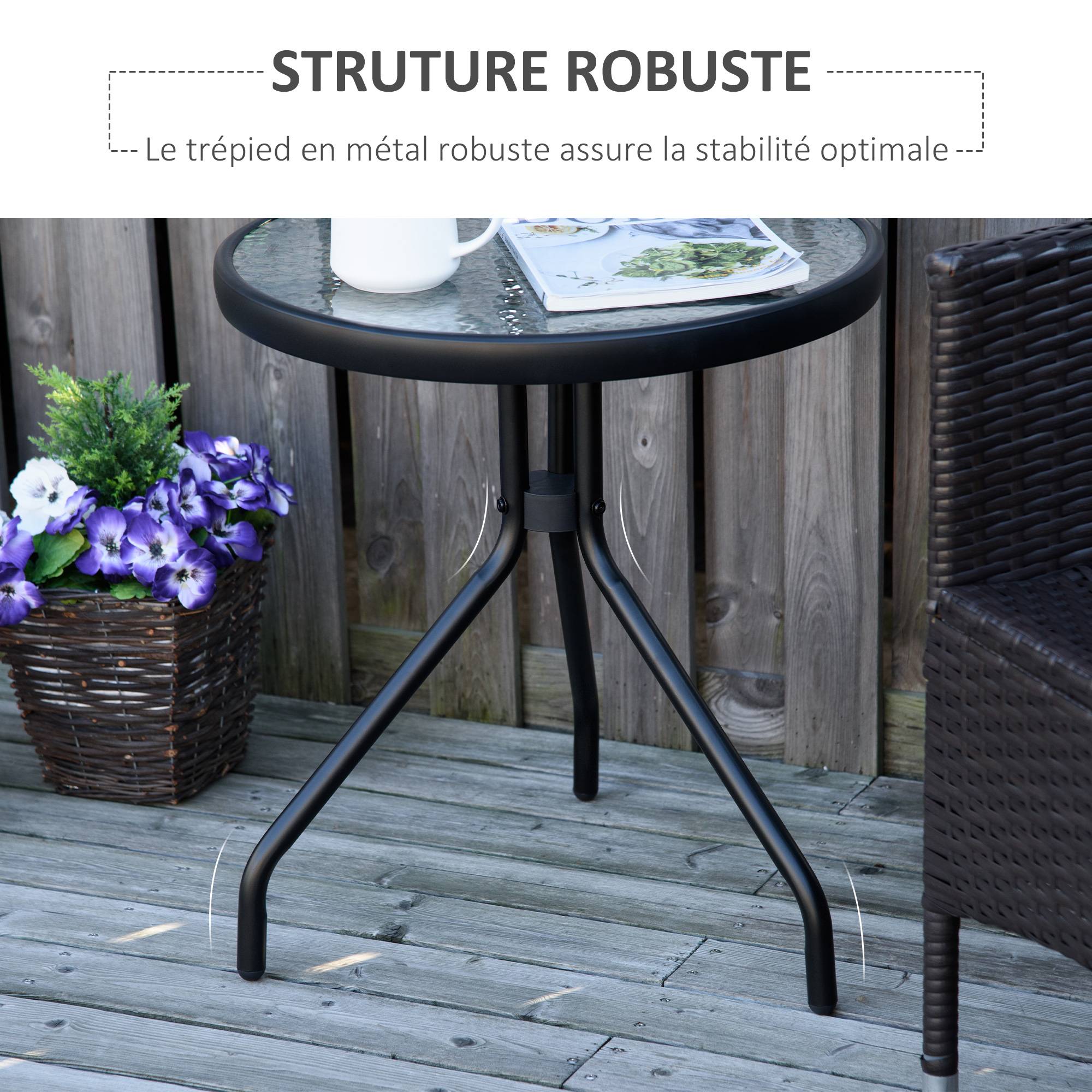 ComfortXL - Table Basse Ronde Bistro Métal Jardin Terrasse Appoint Design Chic Ø50cm Noir - ComfortXL Outdoor Living - Image 6