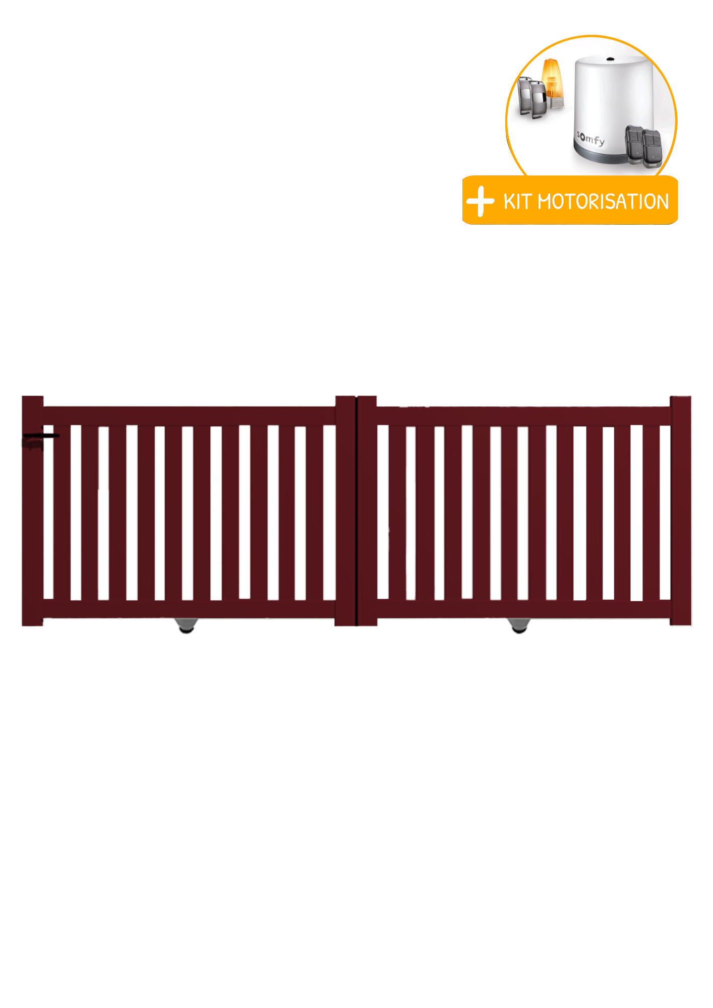 Portail Packit - Portail alu coulissant ajouré en kit+MOT dim. L.3000 (entre piliers) X H.1200 mm  Rouge (RAL 3004)