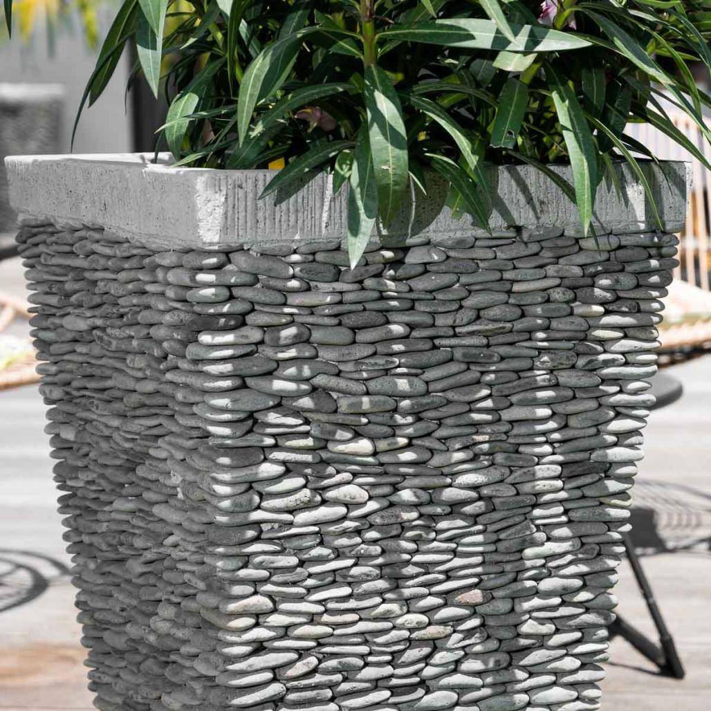 Pot bac jardinière carré galet 80cm jardin extérieur zen - Image 4