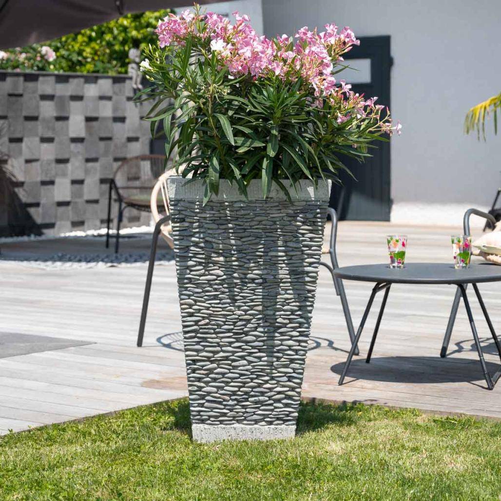 Pot bac jardinière carré galet 80cm jardin extérieur zen - Image 8