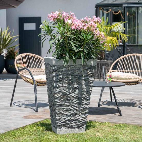 Pot bac jardinière carré galet 80cm jardin extérieur zen - Image 6