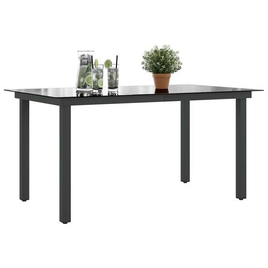 Table de jardin Aluminium et verre Noir 150 x 90 x 74 cm, Poids :24.2kg - PANGIVO - Image 4