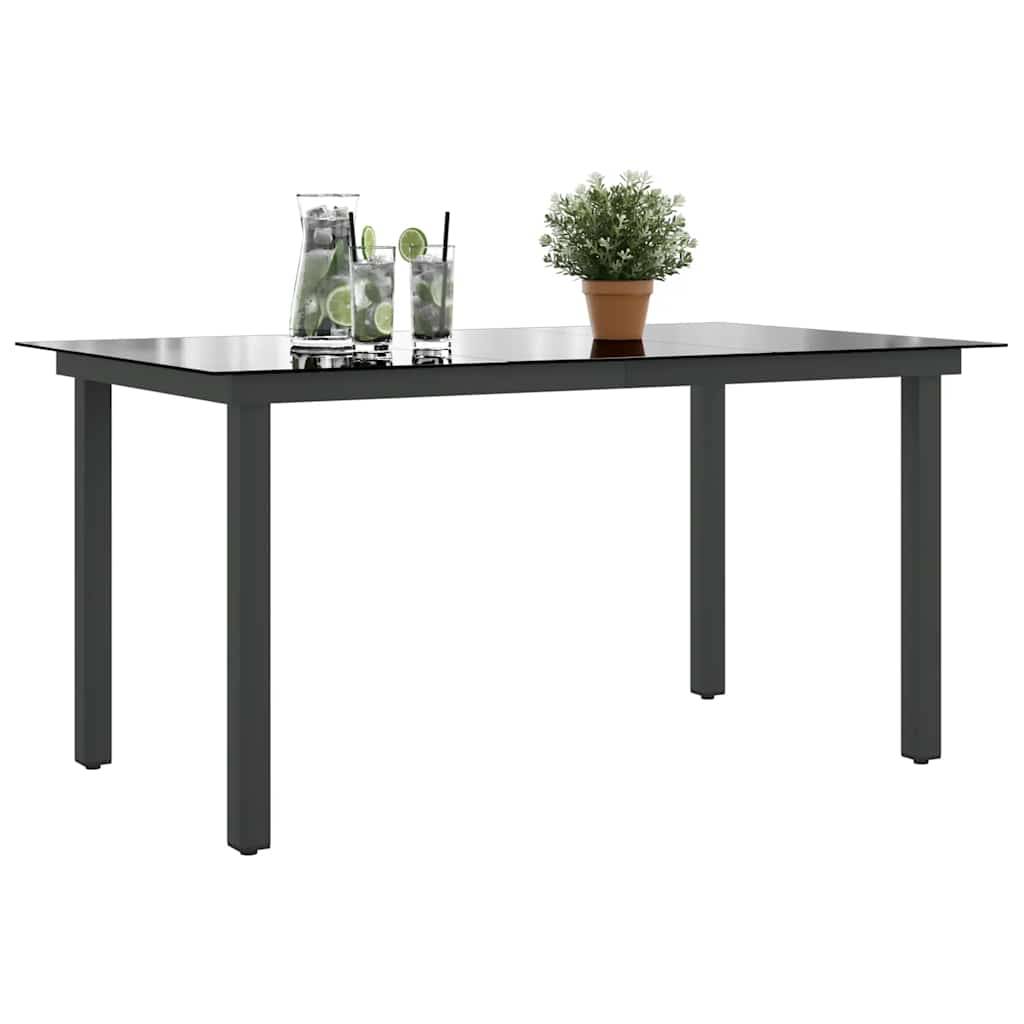 Table de jardin Aluminium et verre Noir 150 x 90 x 74 cm, Poids :24.2kg - PANGIVO - Image 4