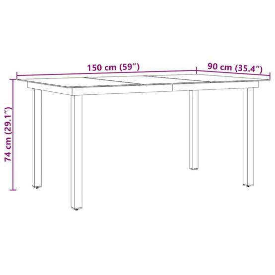 Table de jardin Aluminium et verre Noir 150 x 90 x 74 cm, Poids :24.2kg - PANGIVO - Image 9