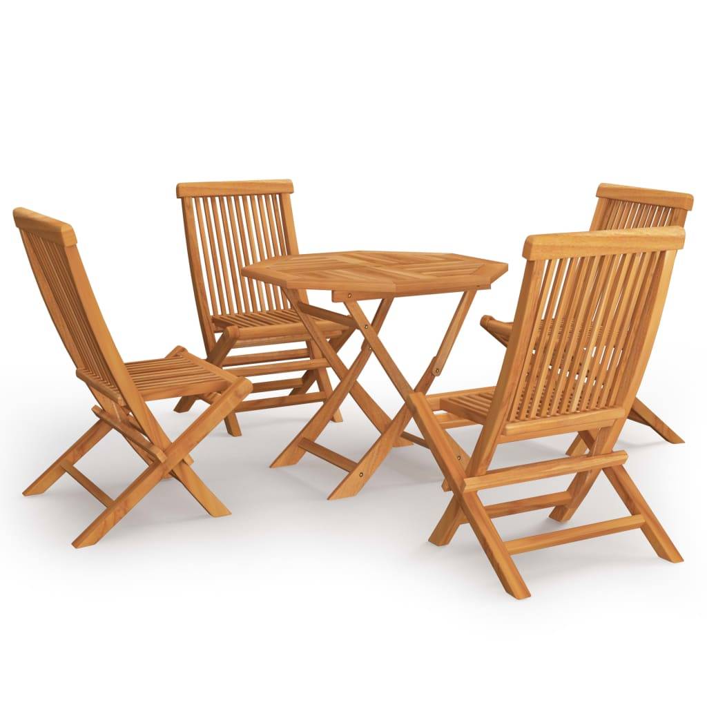 Salon de jardin meuble d'extérieur ensemble de mobilier 5 pièces bois de teck massif - Image 1