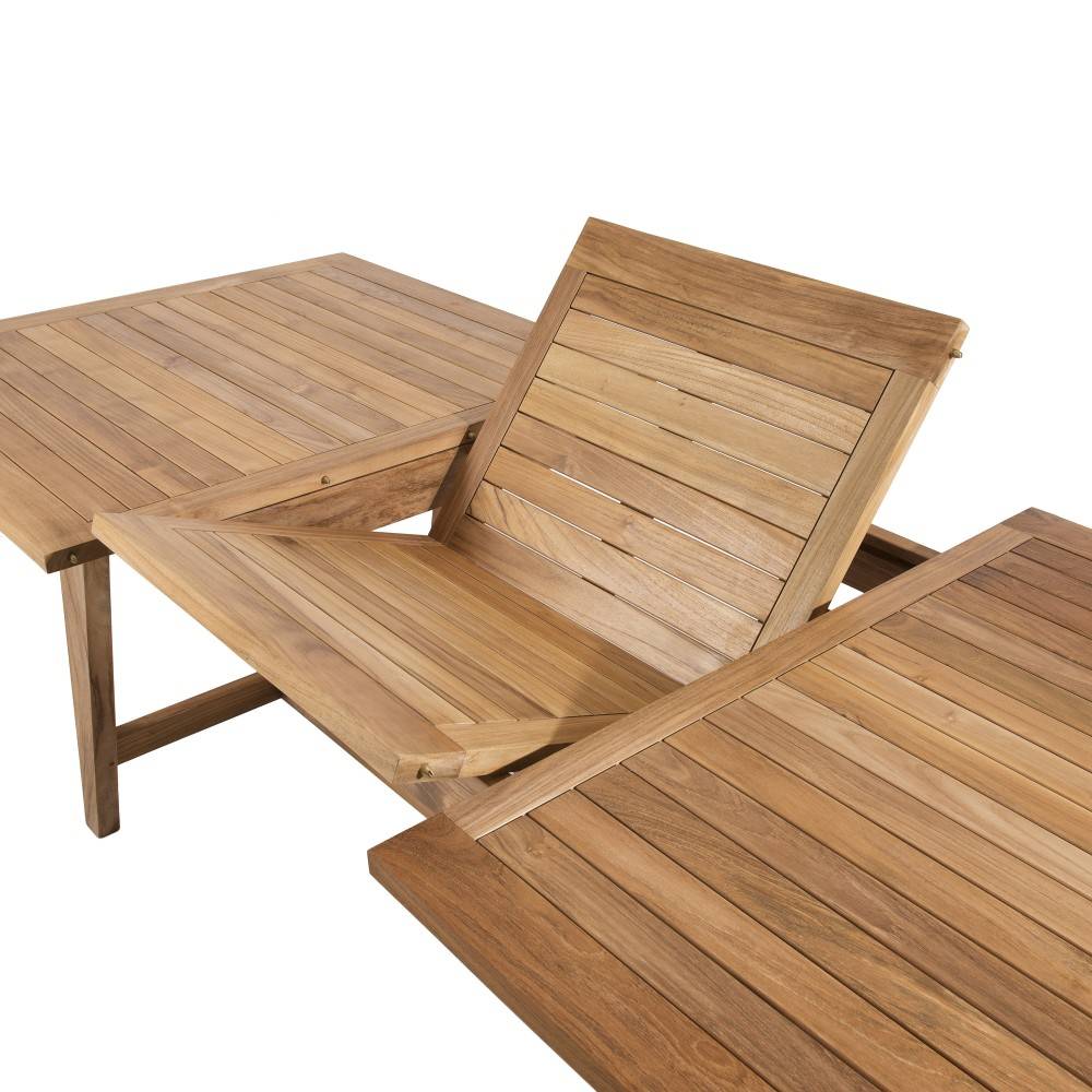 Macabane - FUN - Ensemble de jardin Table bois teck 180/240 et 6 chaises taupe - Imagen 5