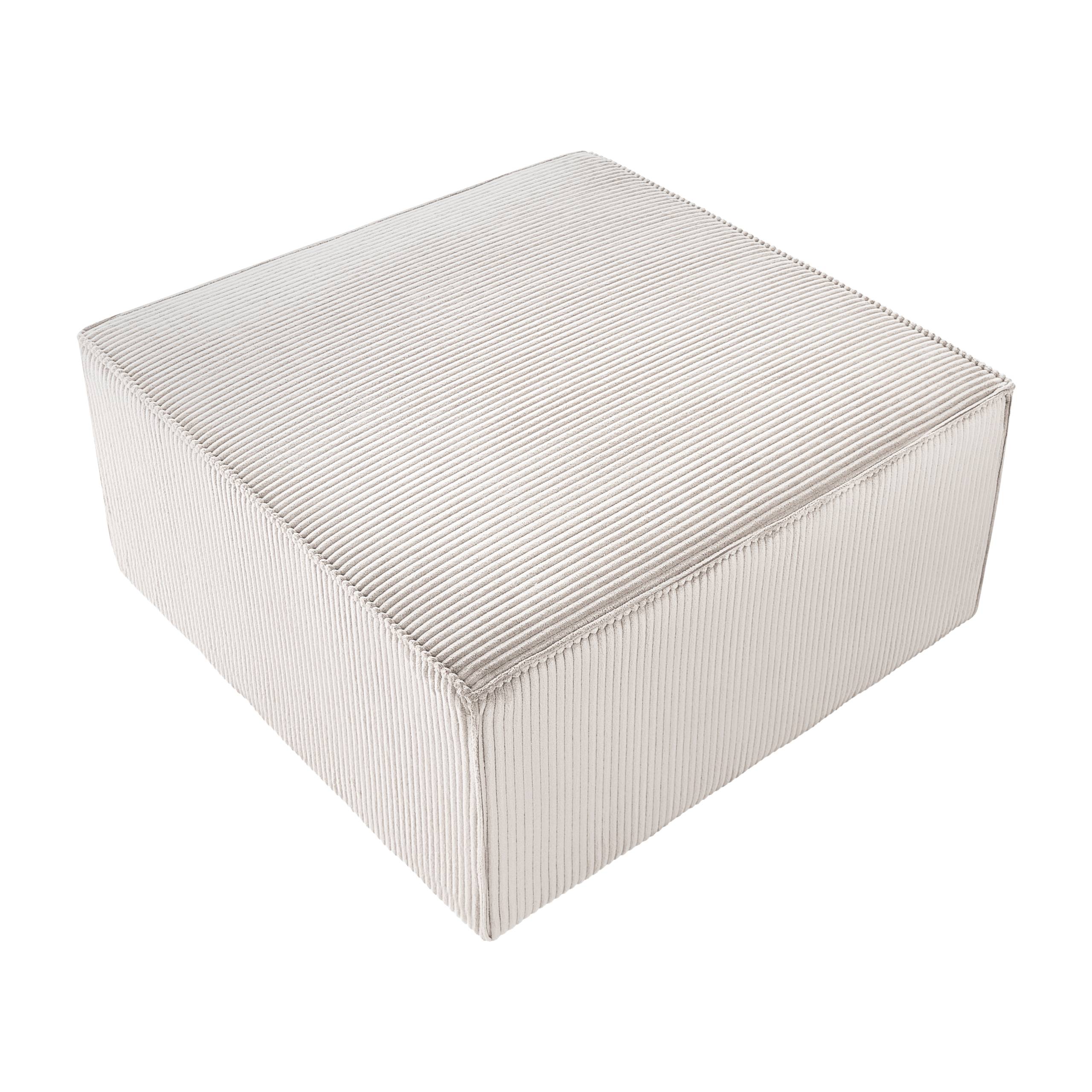 Beliani - Pouf ottoman Velours côtelé Beige LEMVIG - 83x83x41- Beliani - Image 6
