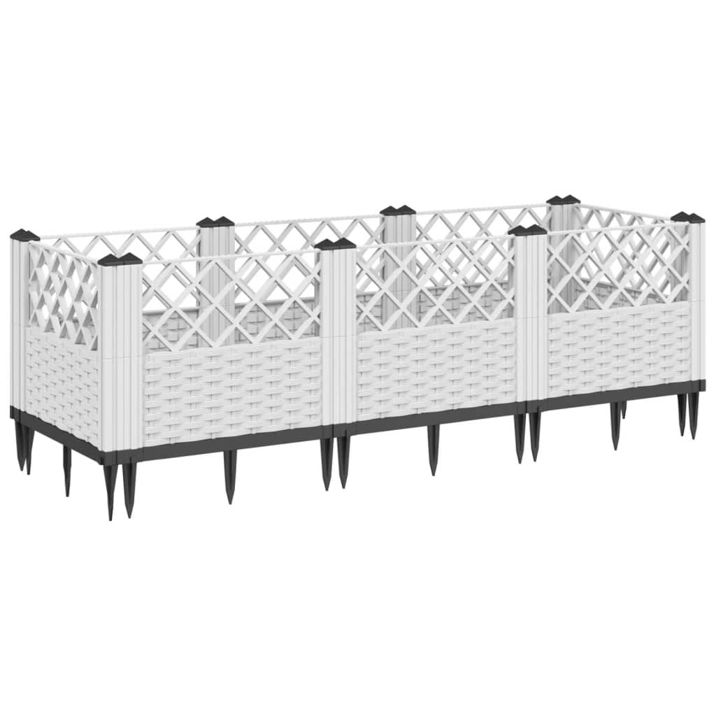 ComfortXL - Jardinière rectangulaire modulable PP aspect rotin potager Blanc 123,5cm – ComfortXL Outdoor Living - Image 2