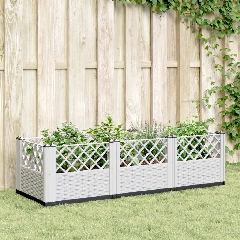 ComfortXL - Jardinière rectangulaire modulable PP aspect rotin potager Blanc 123,5cm – ComfortXL Outdoor Living - Image 1