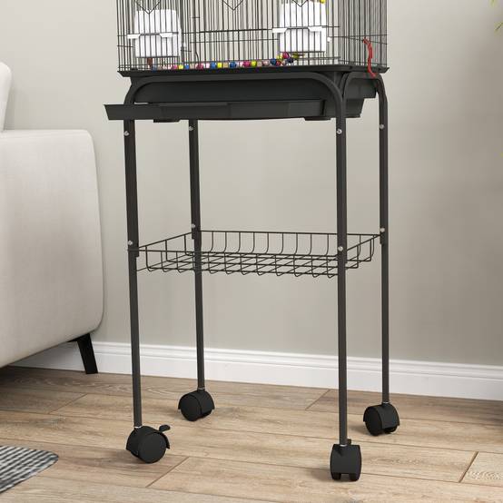 Cage à oiseaux sur roues 46 x 36 x 120 cm 2 mangeoires 2 perchoirs étagère cage pour perruche calopsitte conure pinson canaris - Image 10