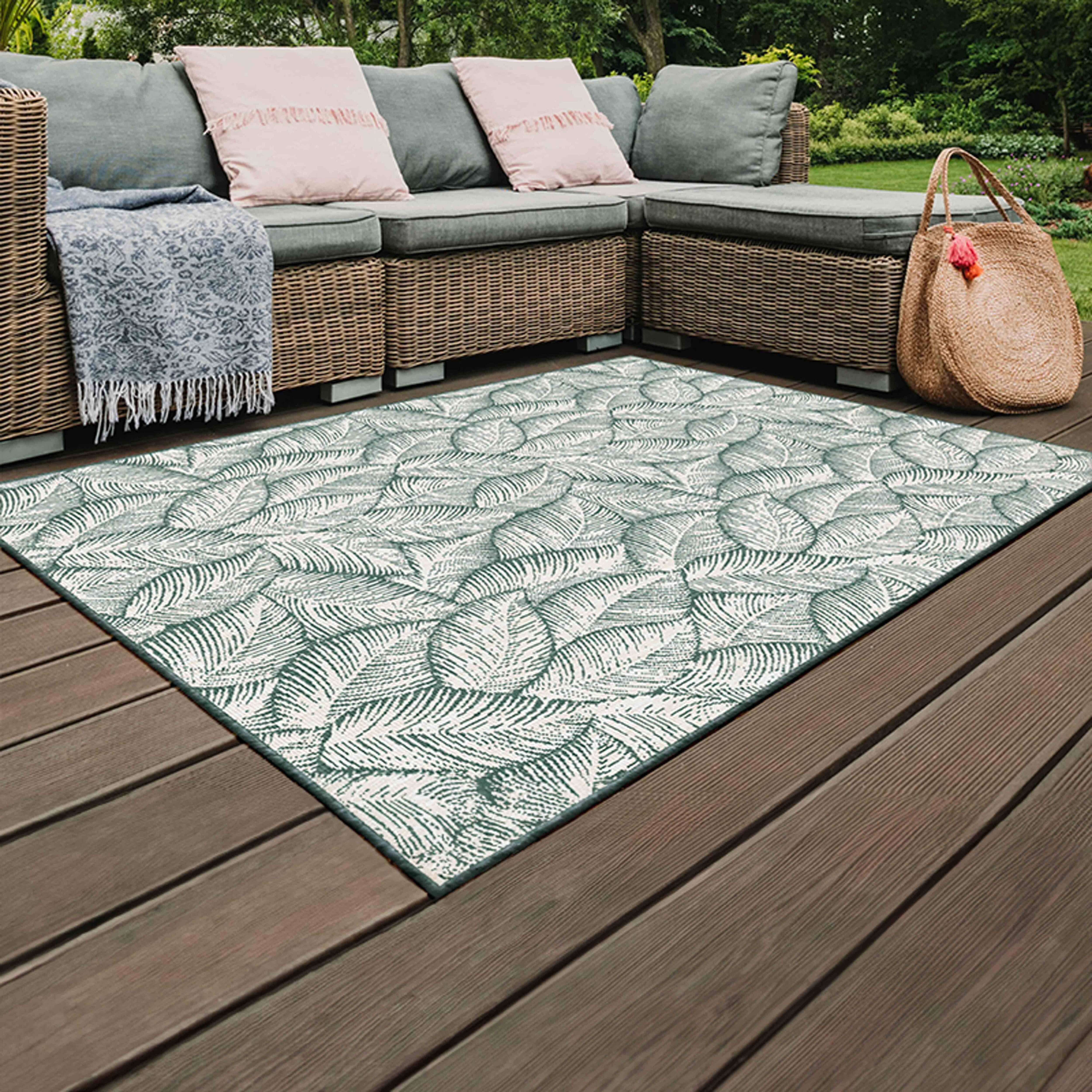 Oviala - Tapis d'extérieur en polypropylène 200 x 290 cm vert Folia - Oviala - Imagen 2