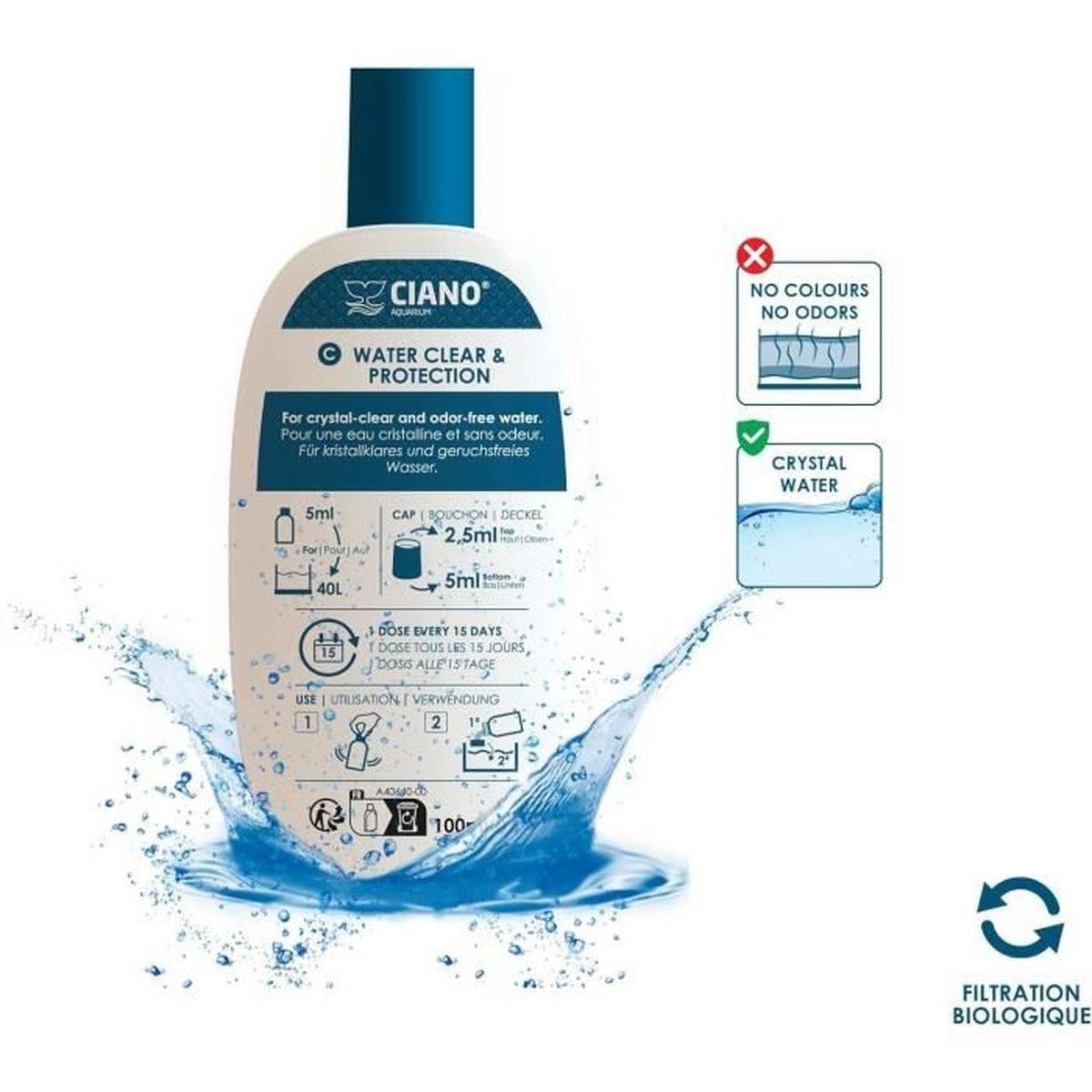 Ciano - Kit soin eau d’aquarium 3 x 100 ml, conditioner bio-bactéries clarifiant - CIANO - Image 8