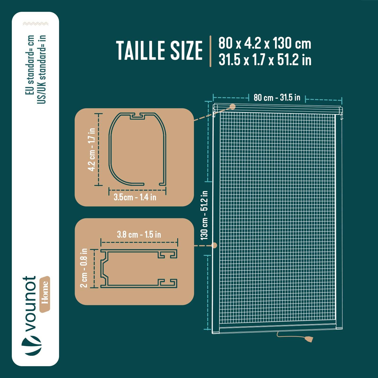 Vounot - Moustiquaire de fenêtre L80 x H130 cm enroulable et recoupable en PVC blanc VOUNOT® - Image 3