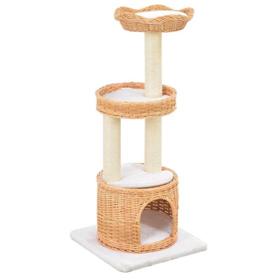 Helloshop26 - Arbre à chat griffoir grattoir niche jouet animaux peluché en sisal naturel bois de saule - Image 1
