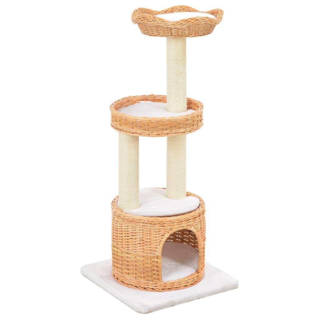 Helloshop26 - Arbre à chat griffoir grattoir niche jouet animaux peluché en sisal naturel bois de saule - Imagen 1