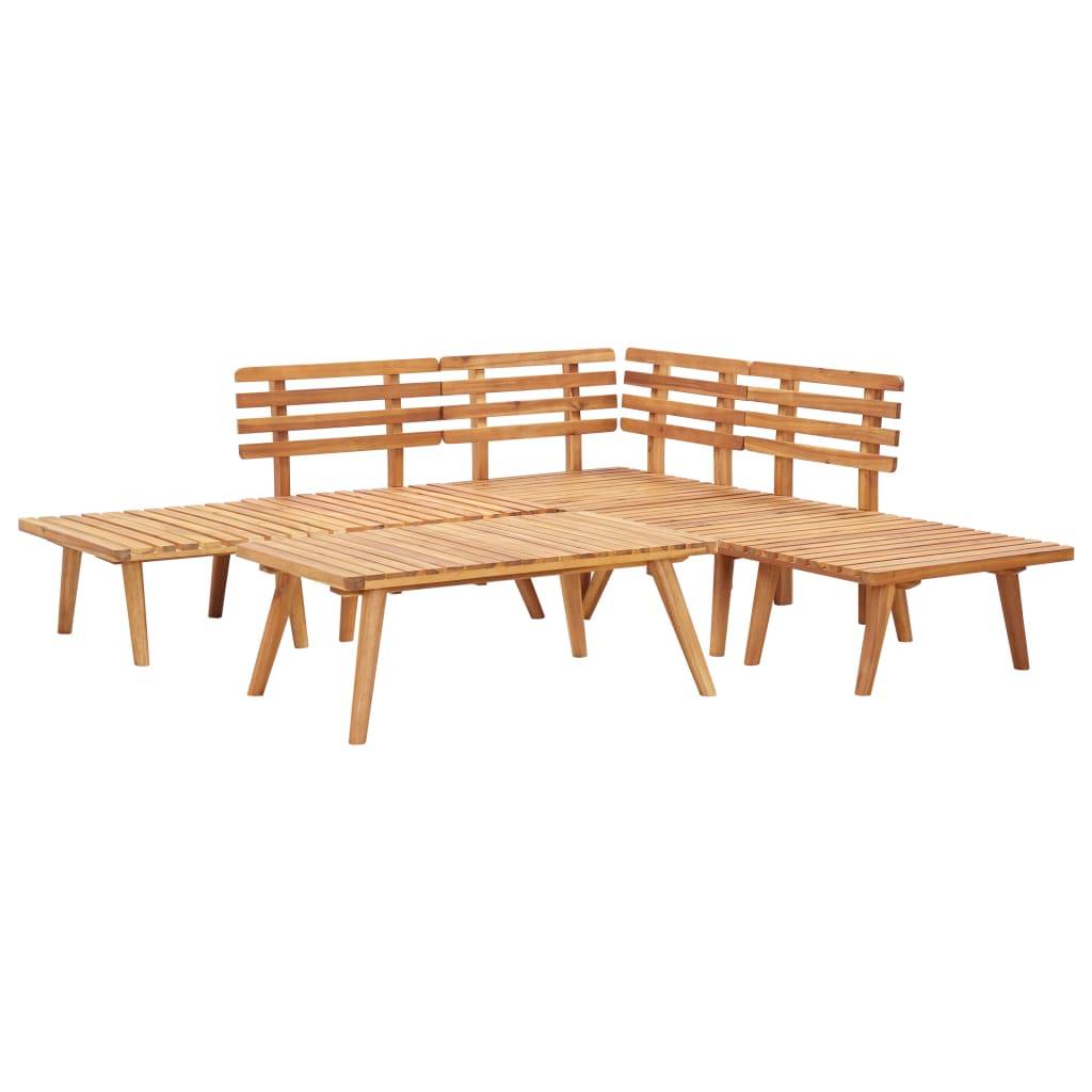 Helloshop26 - Salon de jardin meuble d'extérieur ensemble de mobilier 6 pièces bois d'acacia massif - Imagen 3