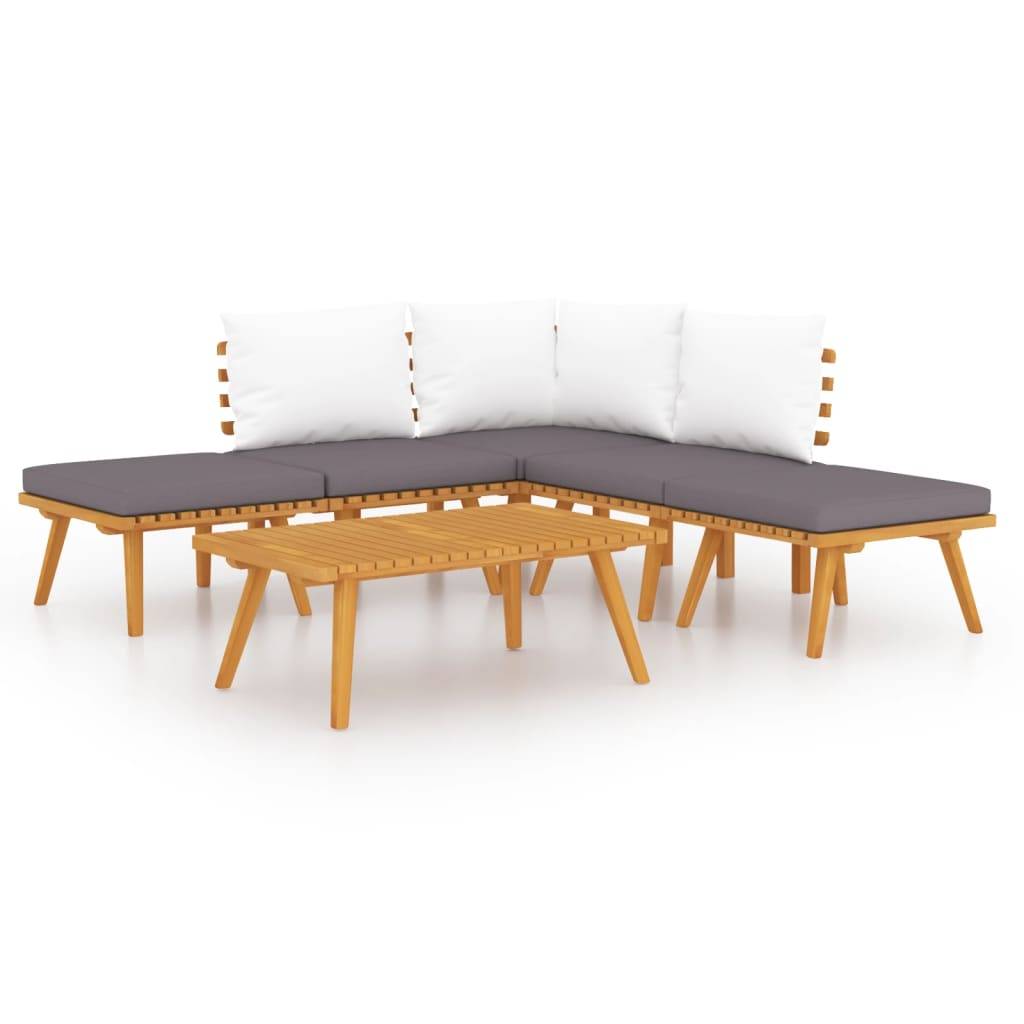 Helloshop26 - Salon de jardin meuble d'extérieur ensemble de mobilier 6 pièces bois d'acacia massif - Imagen 2