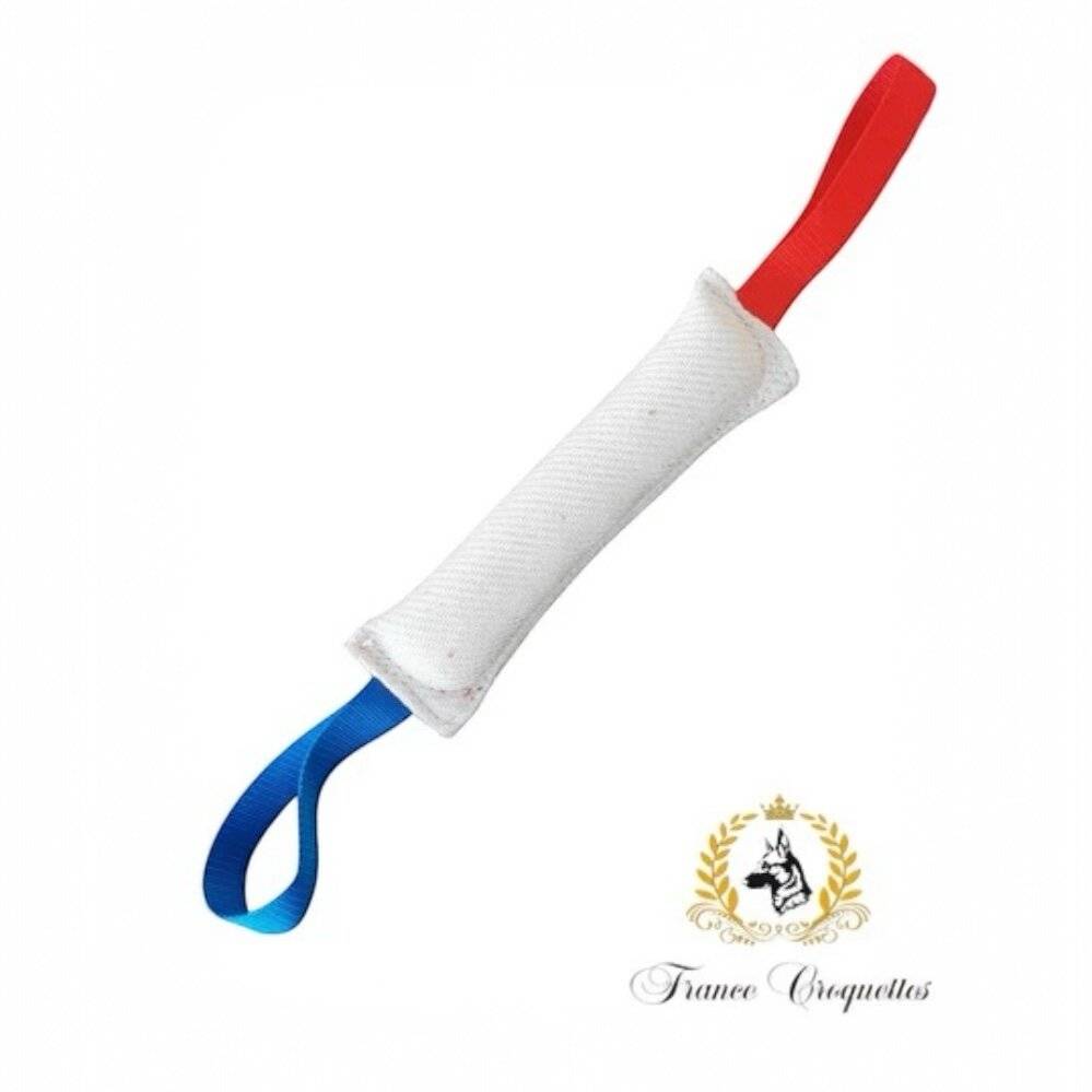 France Croquettes - Boudin blanc/bleu de jeux et de dressage deux poignées 30cm  pour chien, FranceCroquettes - Imagen 1