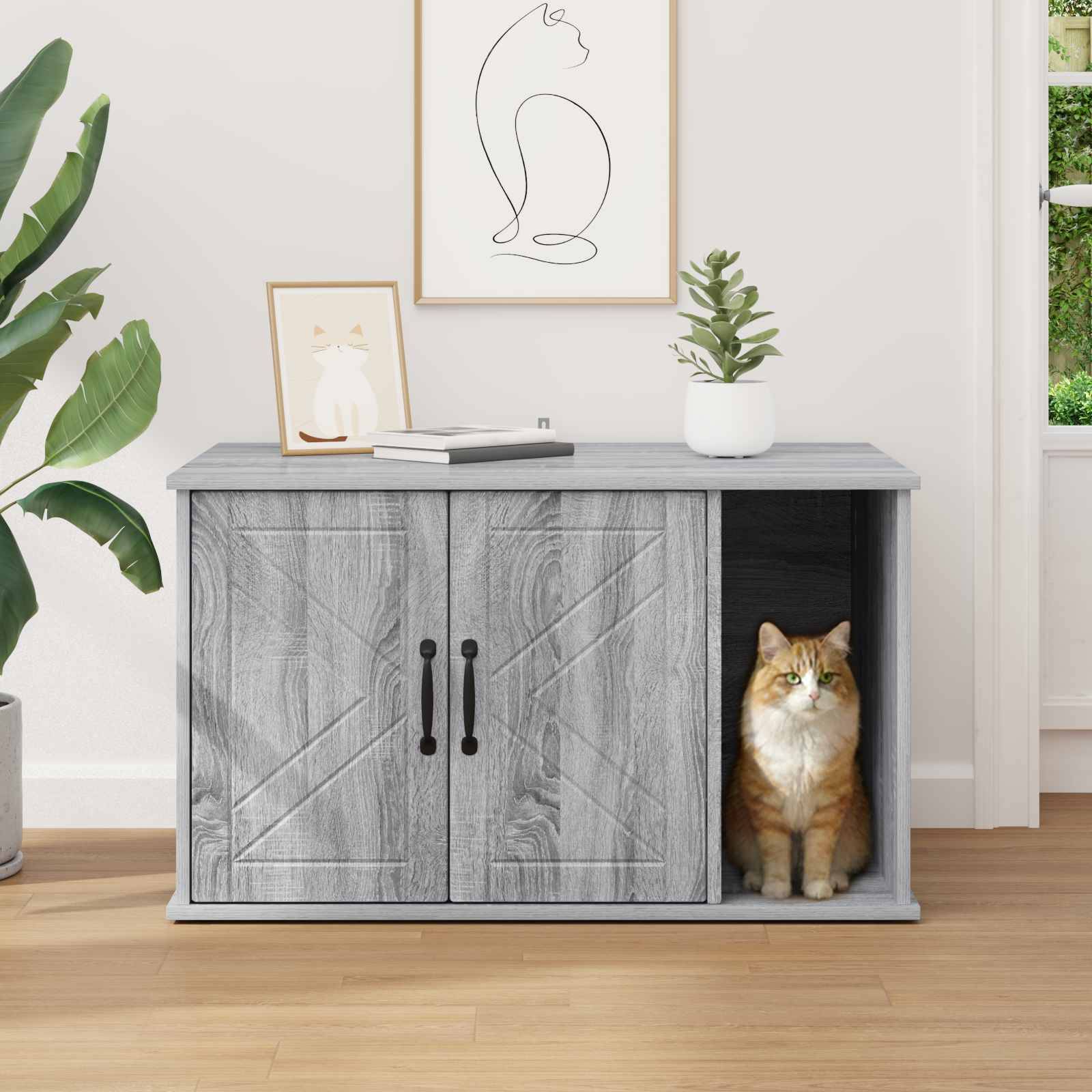Vidaxl - Maison pour chat Gris Sonoma 85 x 55 x 50 cm Bois d'ingénierie vidaXL 8000740 - Image 5