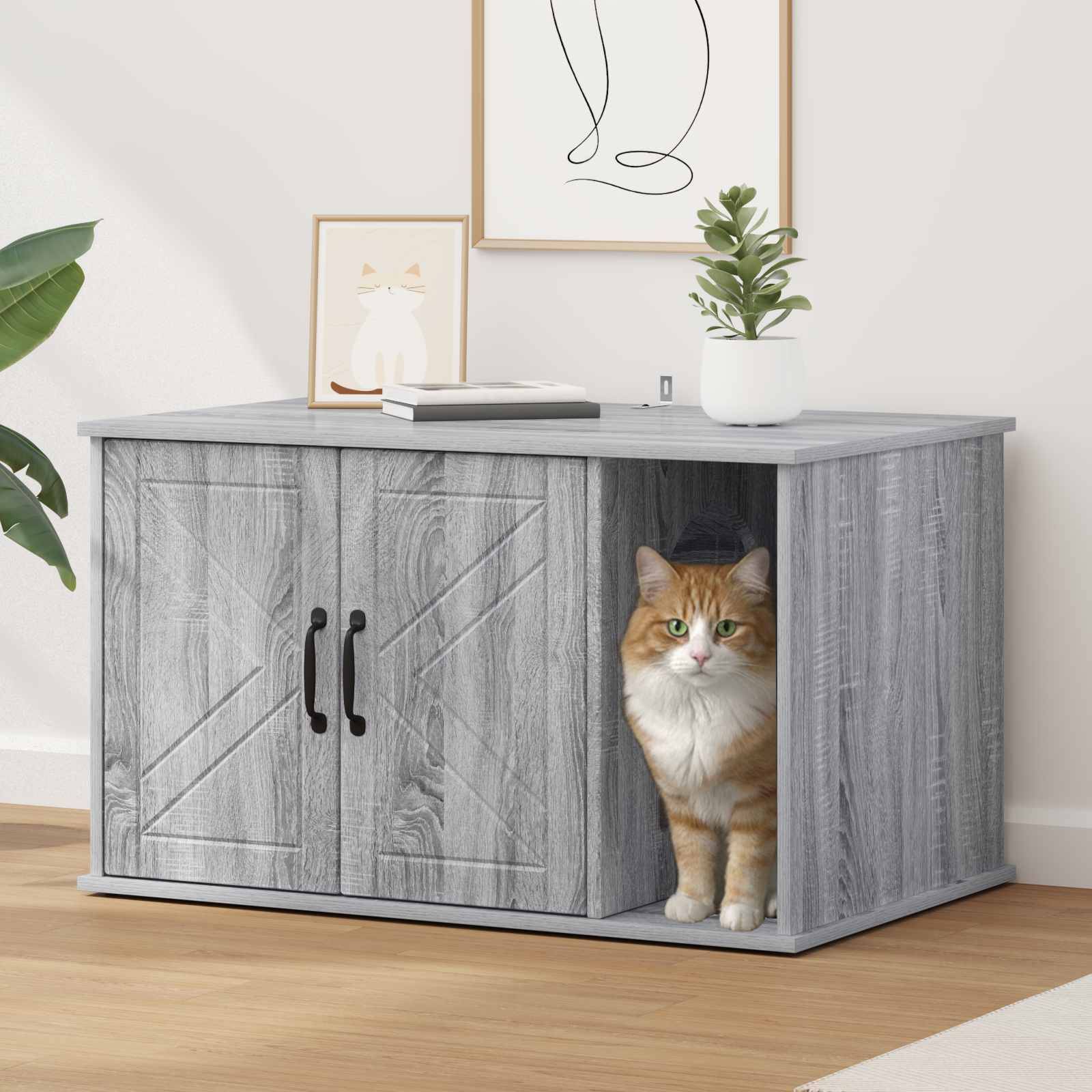 Vidaxl - Maison pour chat Gris Sonoma 85 x 55 x 50 cm Bois d'ingénierie vidaXL 8000740 - Image 1