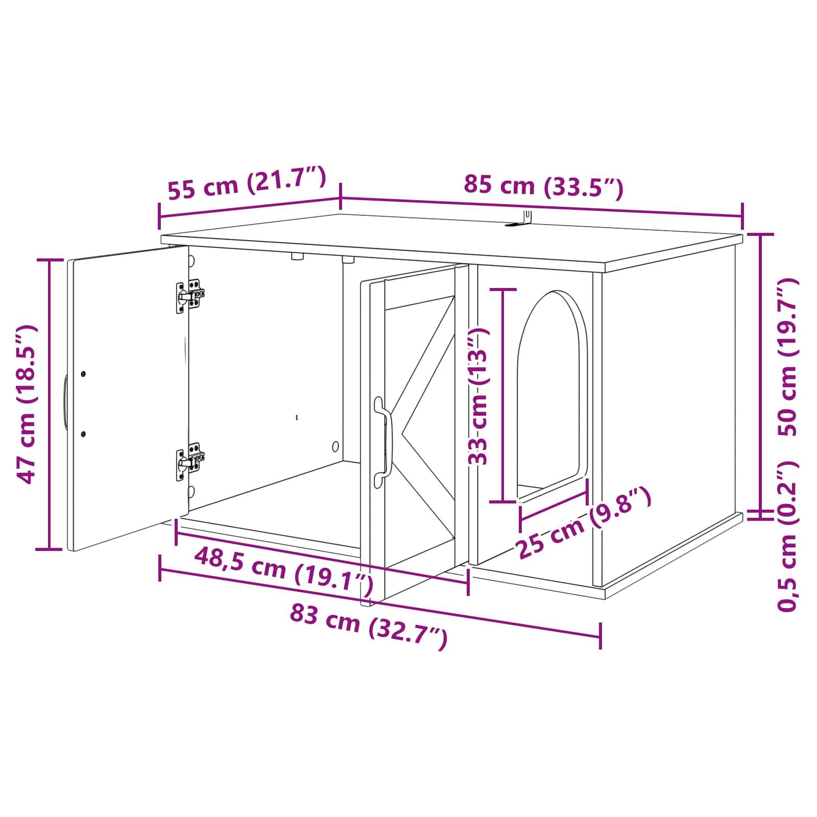 Vidaxl - Maison pour chat Gris Sonoma 85 x 55 x 50 cm Bois d'ingénierie vidaXL 8000740 - Image 3