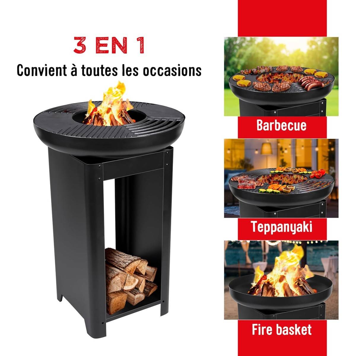 Barbecue à charbon de bois Brasero Teppanyaki Ø 61 x H90 cm BBQ COLLECTION - Imagen 2