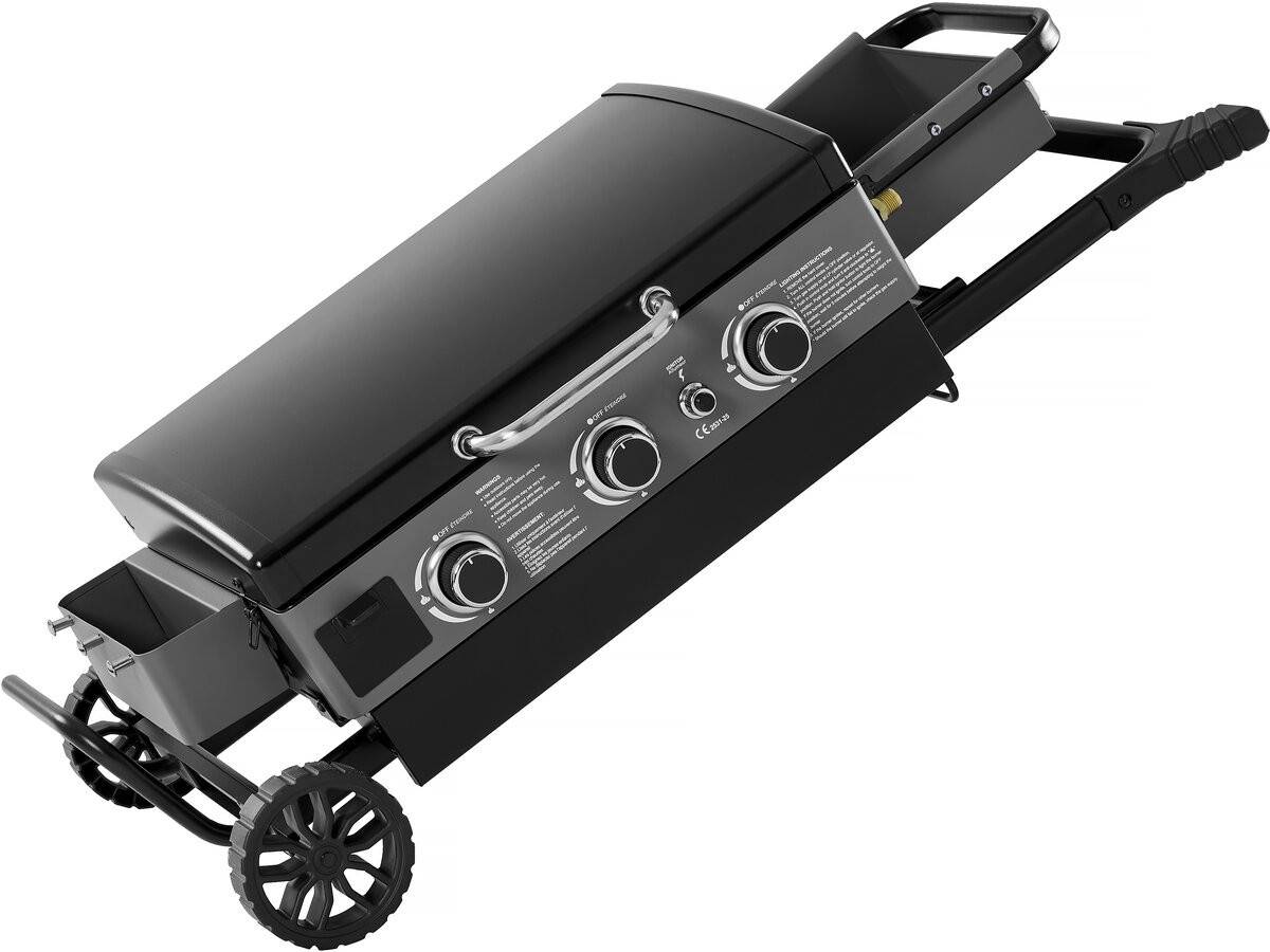 Plancha à Gaz Avec Chariot Pliable Et Portable "firo" - 7,5 Kw - Noir -habitat Et Jardin - Image 3