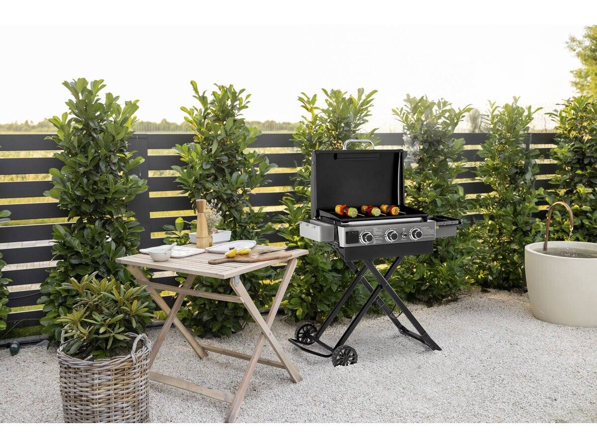 Plancha à Gaz Avec Chariot Pliable Et Portable "firo" - 7,5 Kw - Noir -habitat Et Jardin - Image 2