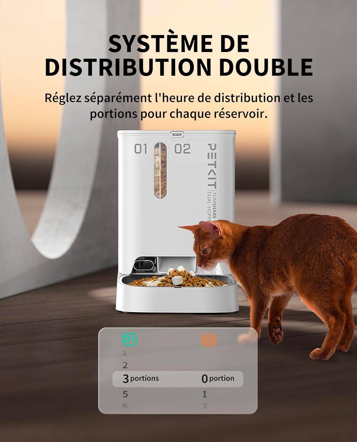 Petkit - YumShare Dual-hopper distributeur de croquettes automatique connecté double avec caméra IA - 5L PETKIT.FR - Imagen 7