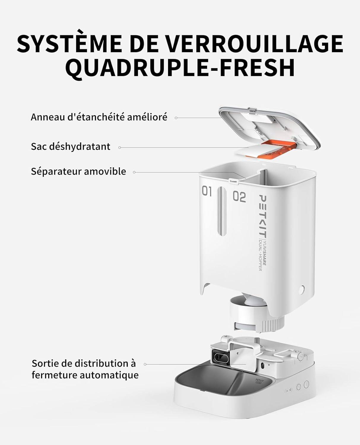Petkit - YumShare Dual-hopper distributeur de croquettes automatique connecté double avec caméra IA - 5L PETKIT.FR - Imagen 3