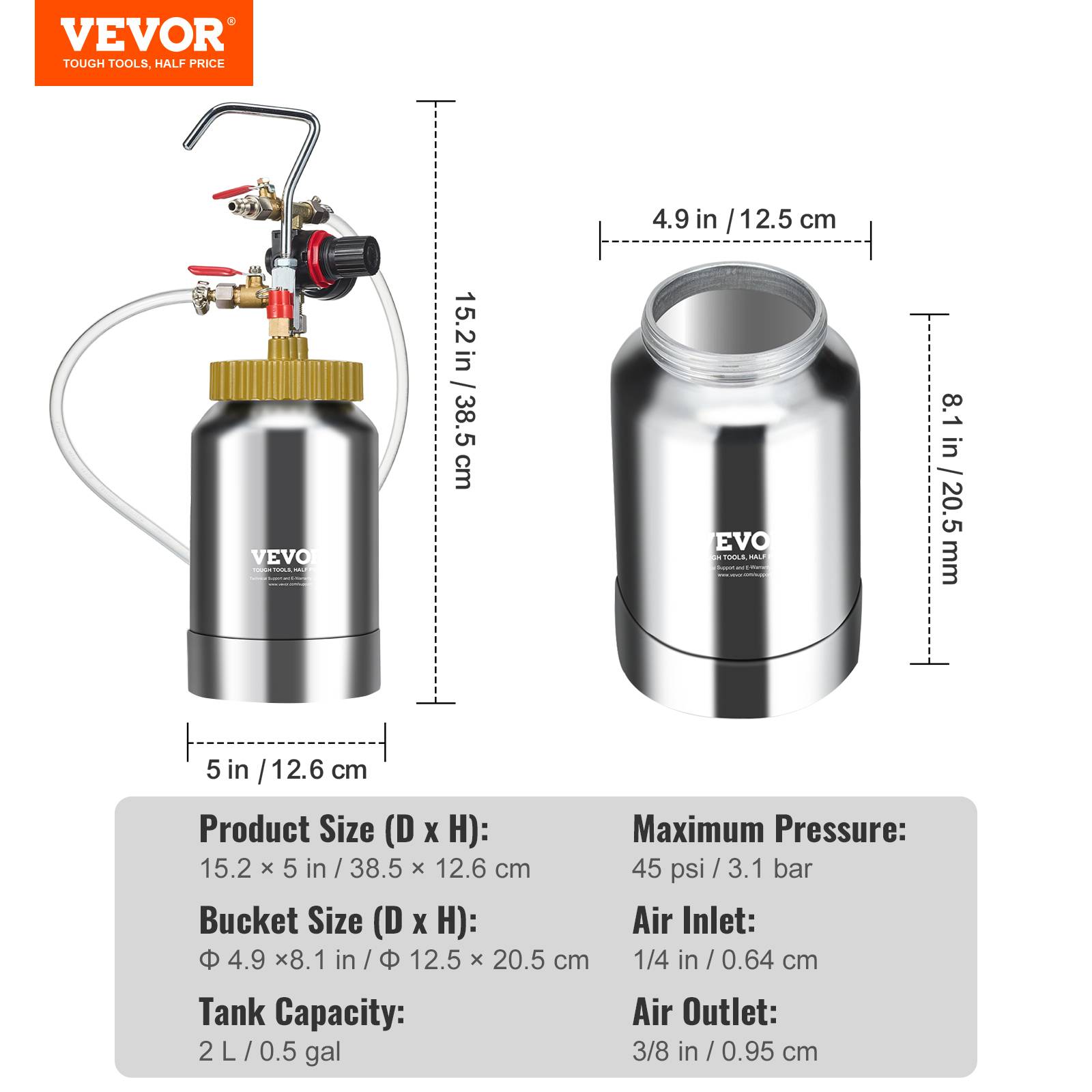 Vevor - VEVOR Pistolet à peinture portable 2L, pression max 45 PSI, buse 1.8mm, pour décoration intérieure. - Image 7