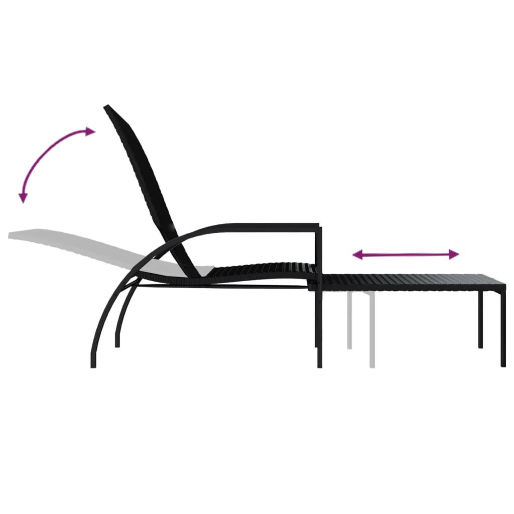 Helloshop26 - Lot de deux chaises longues transat avec repose-pied résine tressée noir - Imagen 6