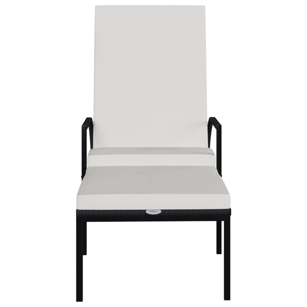 Helloshop26 - Lot de deux chaises longues transat avec repose-pied résine tressée noir - Imagen 2