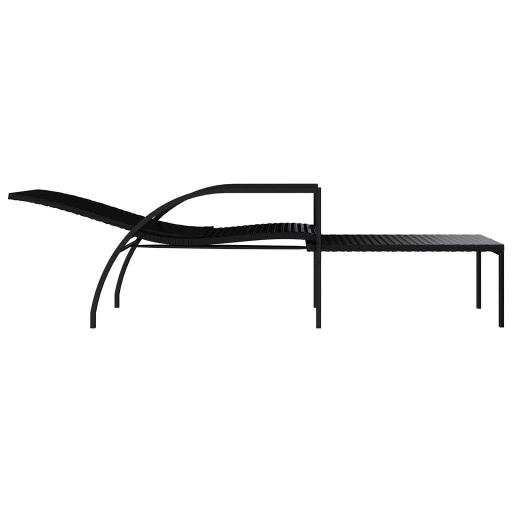 Helloshop26 - Lot de deux chaises longues transat avec repose-pied résine tressée noir - Imagen 5