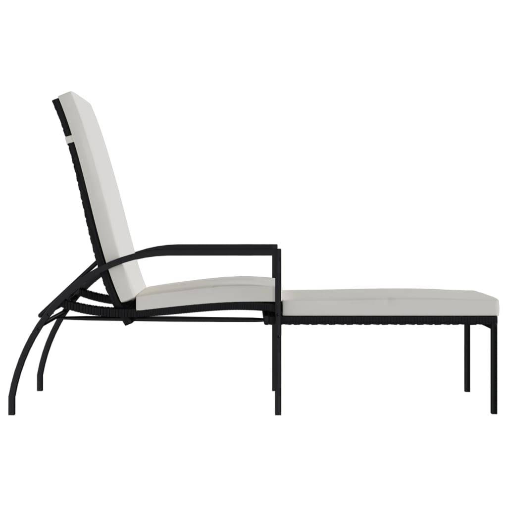 Helloshop26 - Lot de deux chaises longues transat avec repose-pied résine tressée noir - Imagen 3