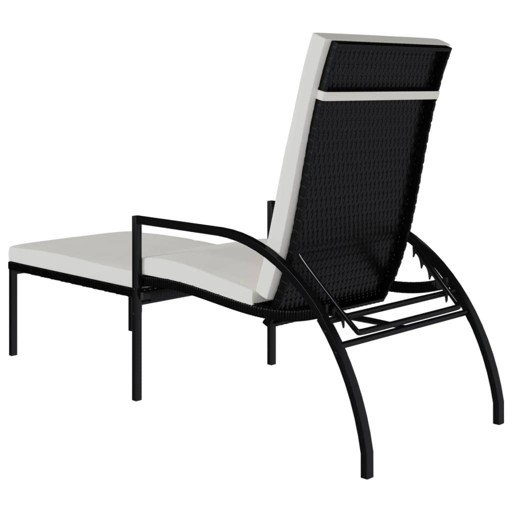 Helloshop26 - Lot de deux chaises longues transat avec repose-pied résine tressée noir - Imagen 4