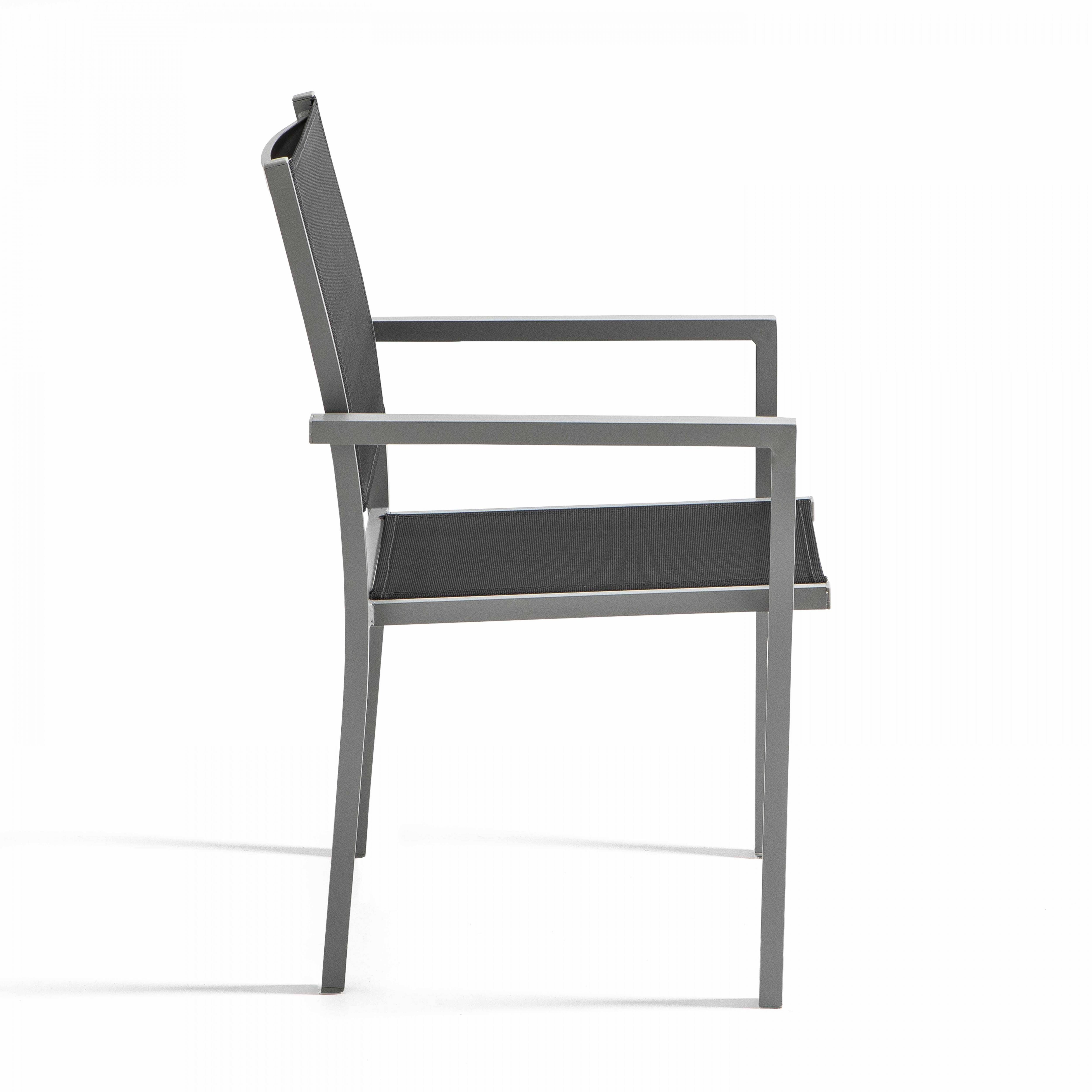 Oviala - Lot de 2 fauteuils de jardin en aluminium et textilène gris Ajaccio - Oviala - Imagen 4