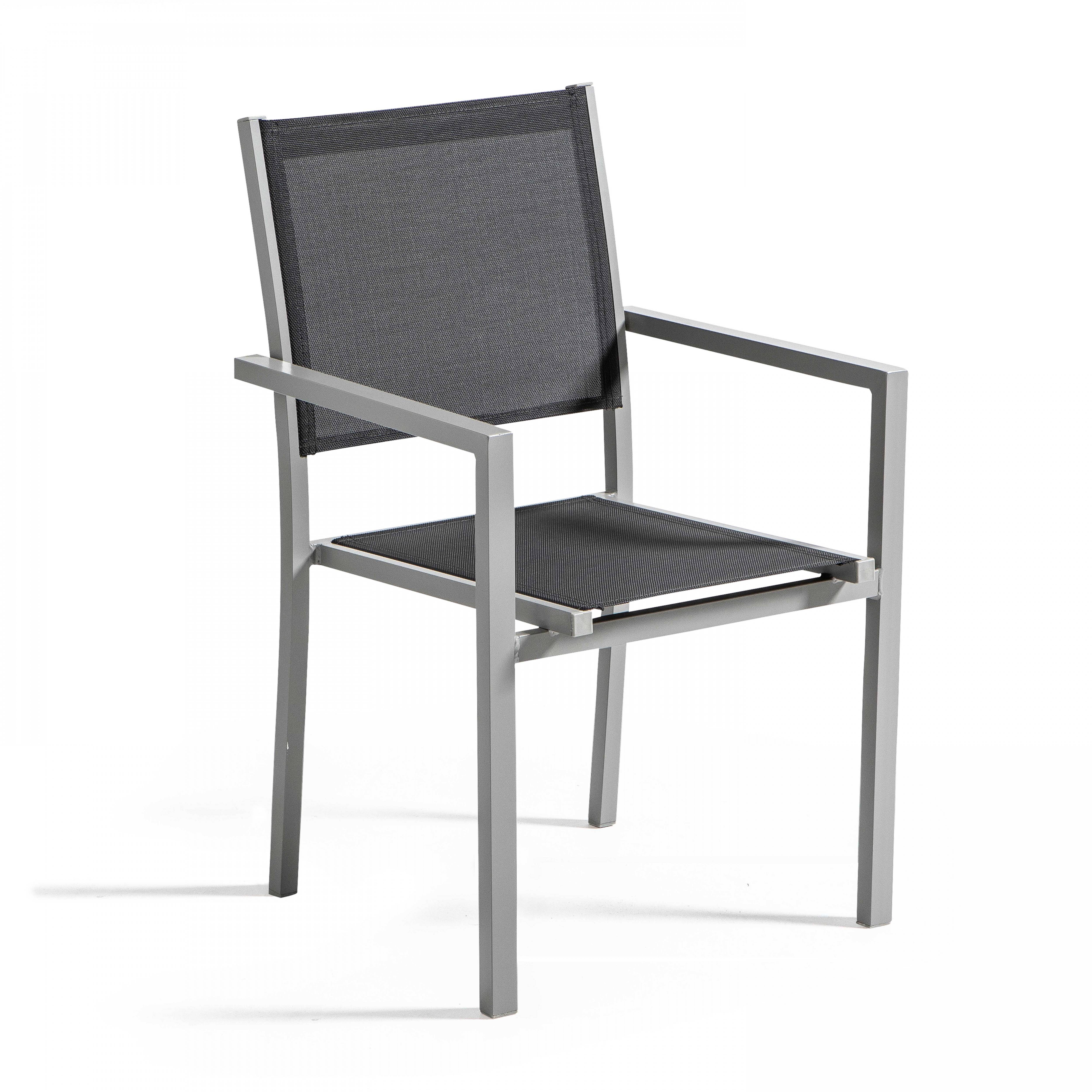 Oviala - Lot de 2 fauteuils de jardin en aluminium et textilène gris Ajaccio - Oviala - Imagen 2
