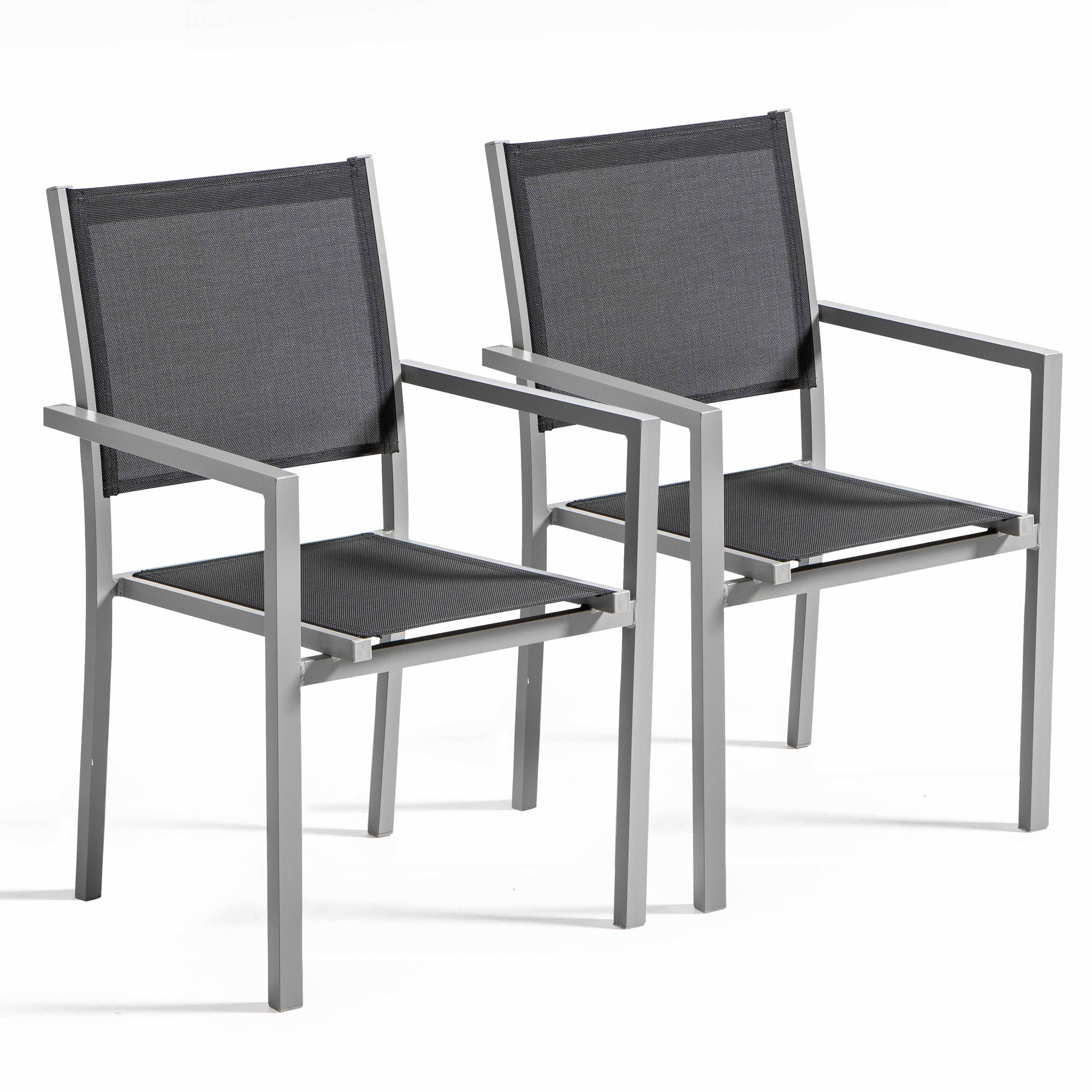 Oviala - Lot de 2 fauteuils de jardin en aluminium et textilène gris Ajaccio - Oviala - Imagen 1