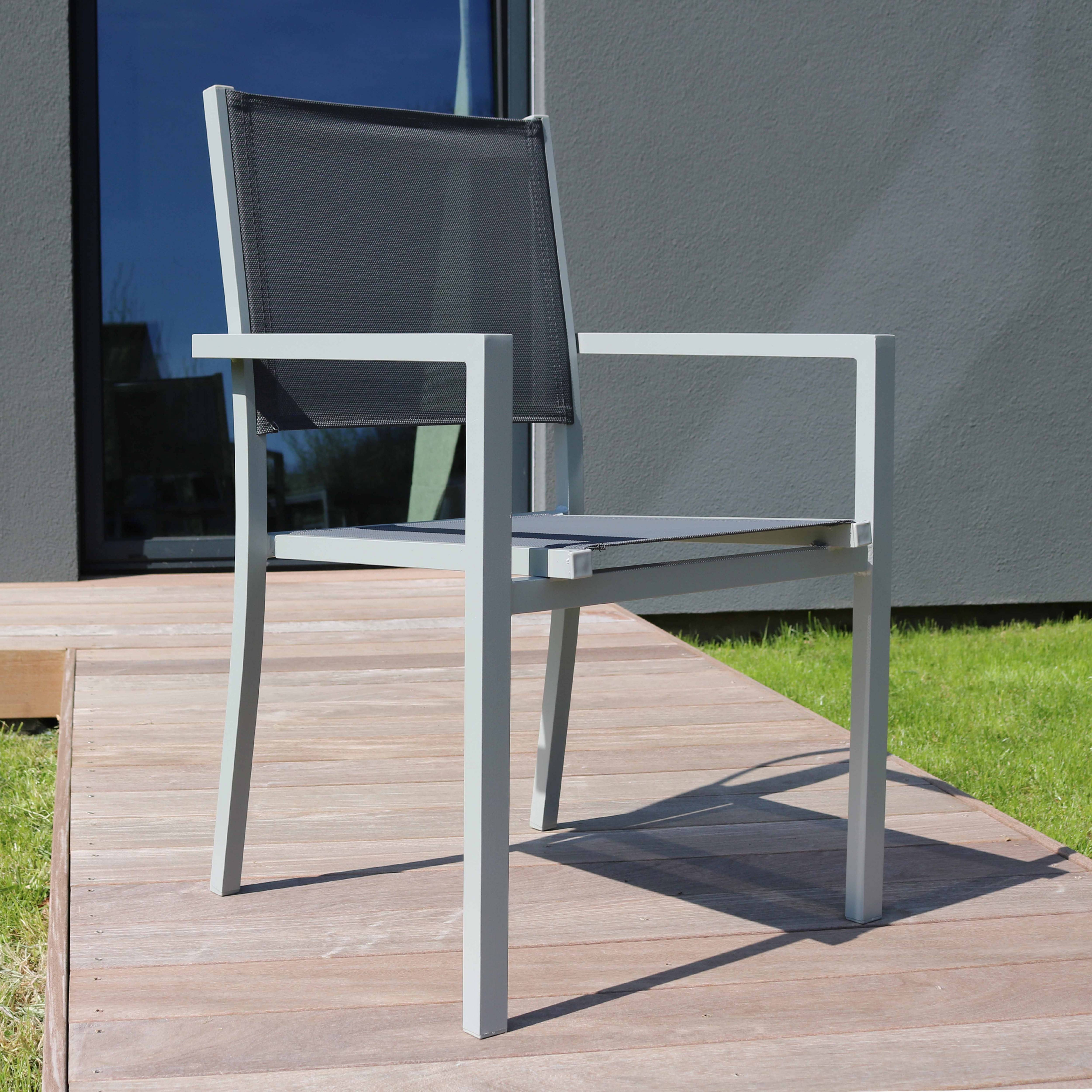 Oviala - Lot de 2 fauteuils de jardin en aluminium et textilène gris Ajaccio - Oviala - Imagen 6