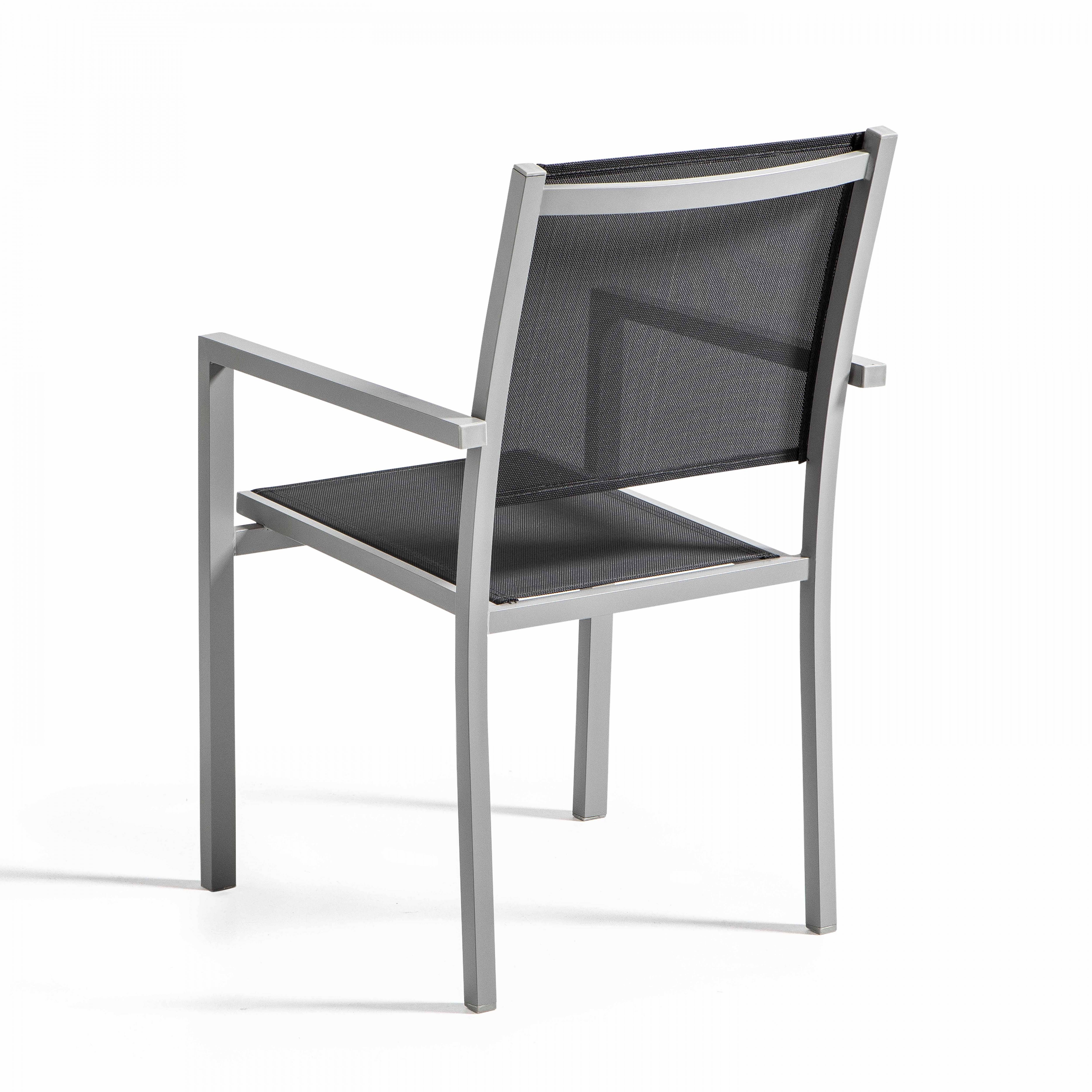 Oviala - Lot de 2 fauteuils de jardin en aluminium et textilène gris Ajaccio - Oviala - Imagen 3