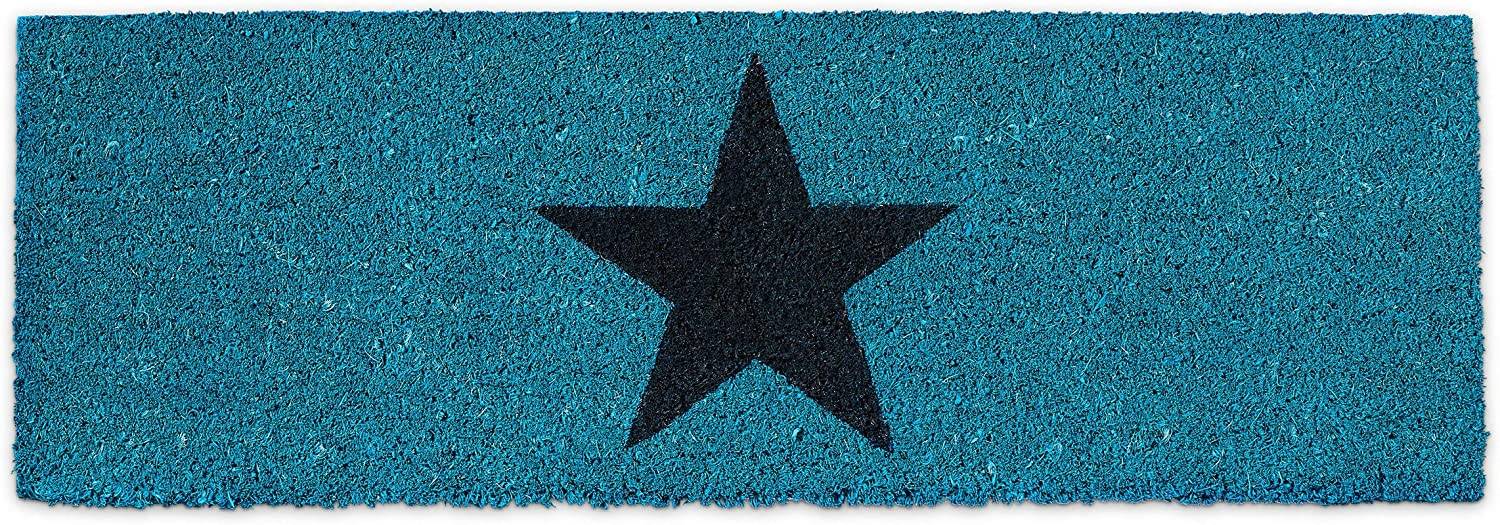 Helloshop26 - Paillasson tapis de sol porte d’entrée essuie-pieds étoiles fibres de coco bleu - Imagen 1