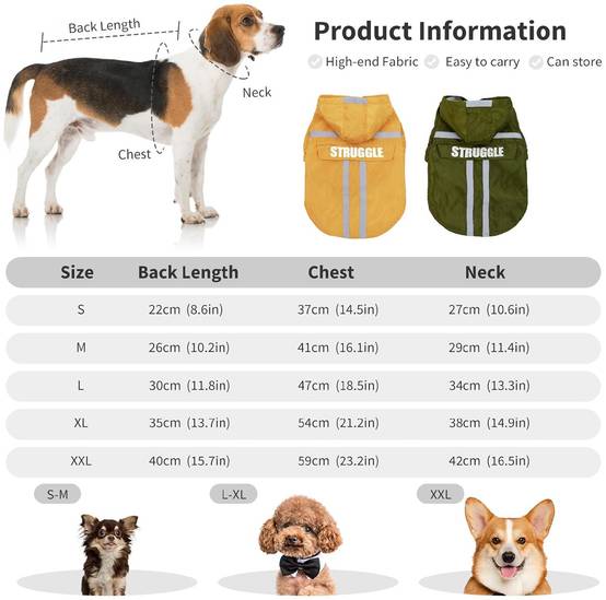 Manteau de pluie visible pour chien jaune fluo taille M sécurité - Lytech - Image 3