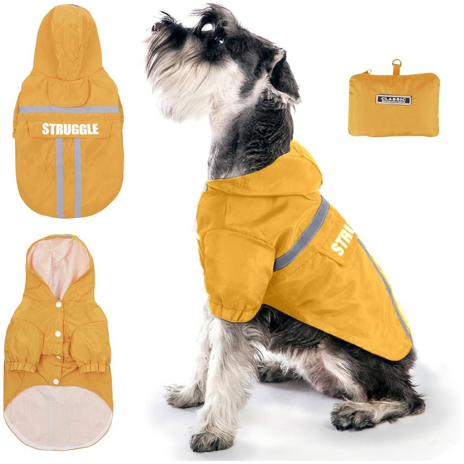 Manteau de pluie visible pour chien jaune fluo taille M sécurité - Lytech - Image 1