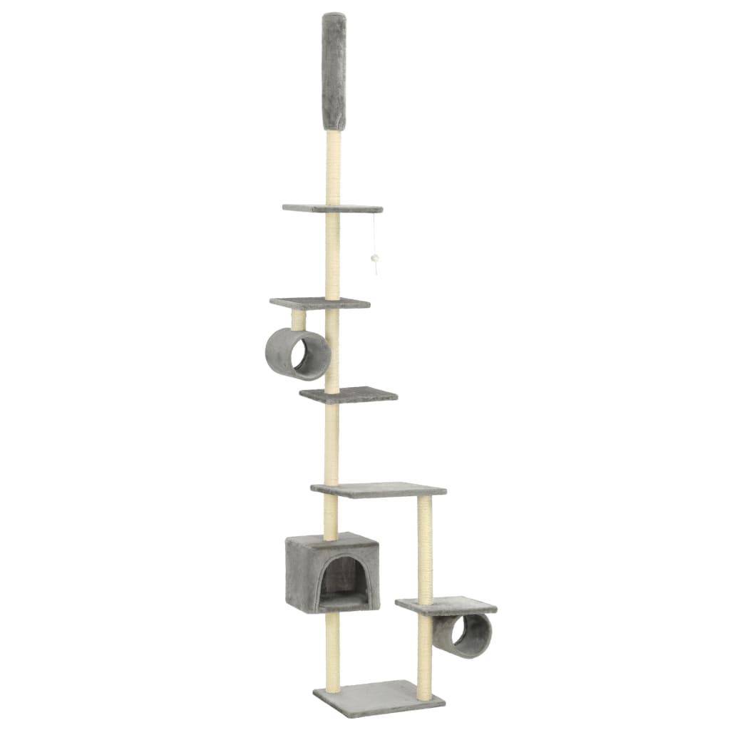 Helloshop26 - Arbre à chat griffoir grattoir niche jouet animaux peluché en sisal 260 cm gris - Imagen 2