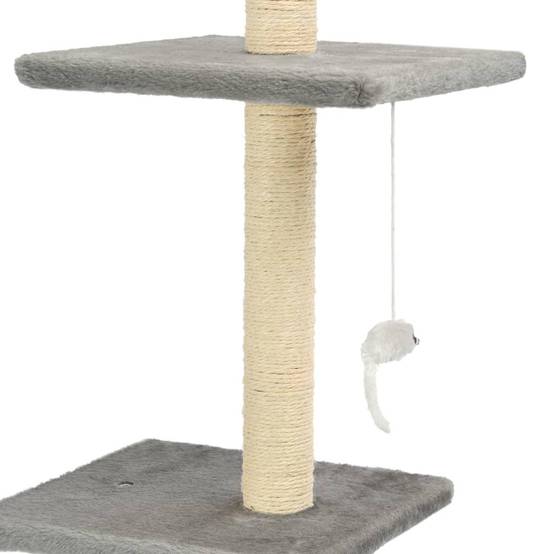 Helloshop26 - Arbre à chat griffoir grattoir niche jouet animaux peluché en sisal 260 cm gris - Imagen 4