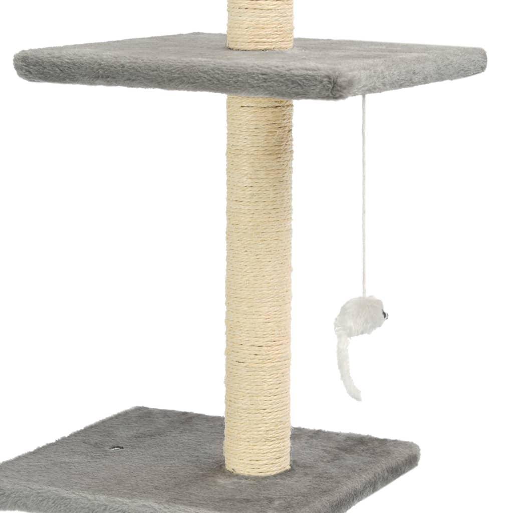 Helloshop26 - Arbre à chat griffoir grattoir niche jouet animaux peluché en sisal 260 cm gris - Imagen 4